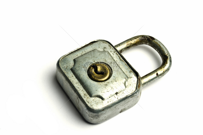 旧挂锁钥匙秘密白色腐蚀棕色古董金属安全图片