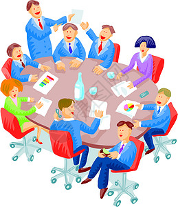 会议室讨论商业图表金融人士会议插图商务背景图片