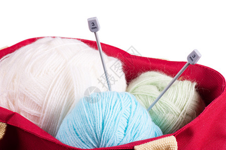 纱袋装有羊毛球的袋编织艺术蓝色工作室柔软度爱好圆圈乐趣细绳活动背景
