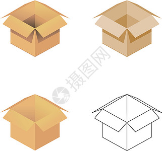 带盖子纸箱开放纸箱车厢货物运输店铺绘画商品工业技术插图服务插画