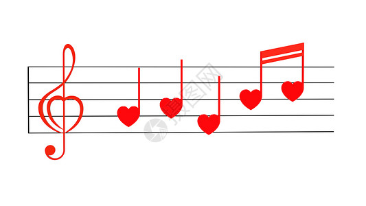 爱情歌曲音乐红色白色钥匙笔记高音旋律背景图片