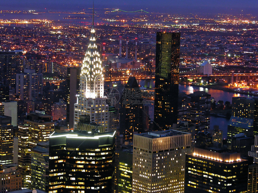 纽约市夜景之夜旅游天空街道市中心建筑物帝国商业天际场景摩天大楼图片