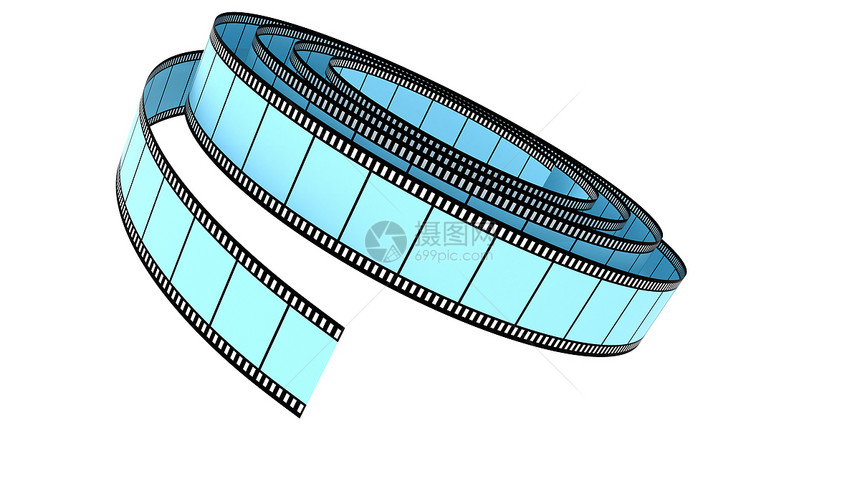 蓝段彩色胶片滚落白色夹子胶卷视频边界蓝色相机黑色电影陷害图片