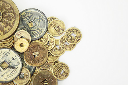 中国硬币青铜风水金属商业经济庆典货币财富现金文化钱高清图片素材