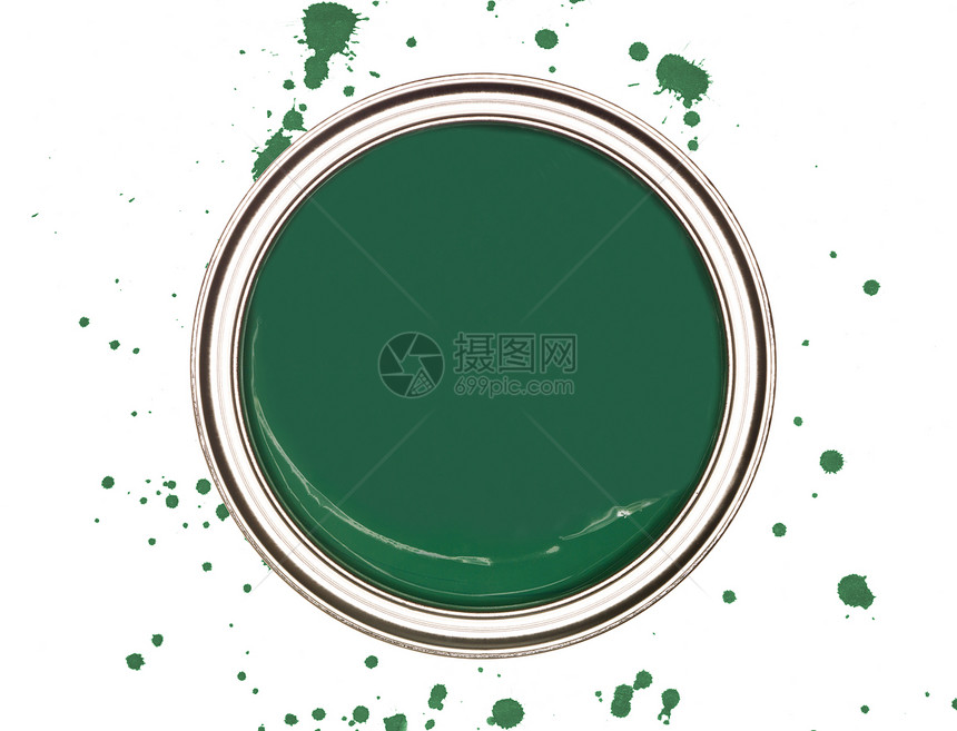 绿色油漆罐鸟瞰图颜色漩涡材料色彩绘画家装圆圈摄影飞溅图片
