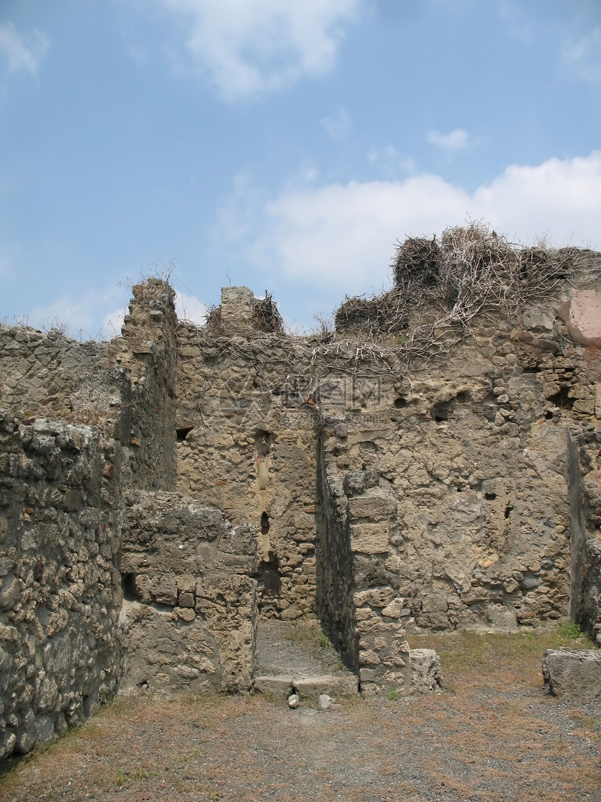 庞贝古老的废墟石头火山历史岩石历史性古董文化艺术旅游小路图片