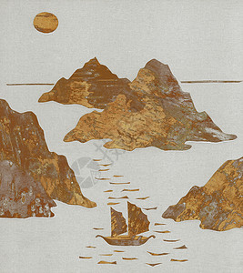 海上帆船水彩画日本海上的帆船背景