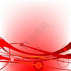 红波圆圆红色圆圈插图金子角落装饰海浪卷曲风格公司墙纸背景图片