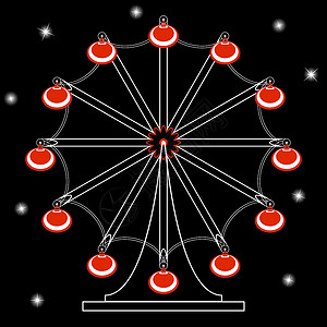 观察车轮摩天轮卡通片星星艺术公园插图黑色旋转木马乐趣建筑学背景图片