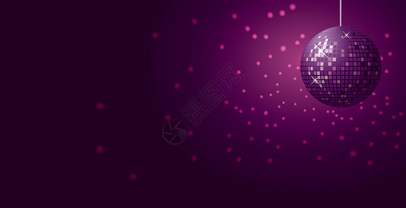 紫色迪斯科球坡度镜子插图夜店背景图片