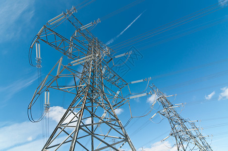 输电塔电磁极等能量电线传输照片电网线路力量输送电气电能背景