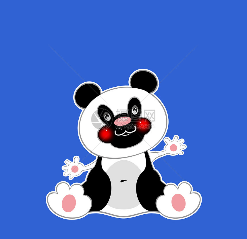 蓝背景的熊猫图片