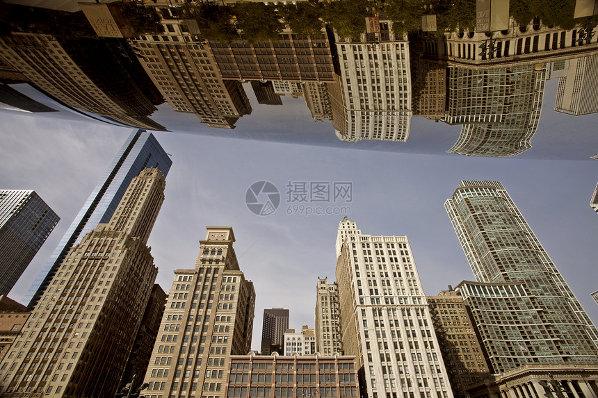 芝加哥城市风景建筑物摩天大楼建筑学办公室城市天际天空图片
