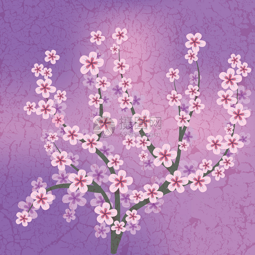 抽象花纹插图植物圆圈艺术滚动卡通片叶子玫瑰樱花曲线作品图片