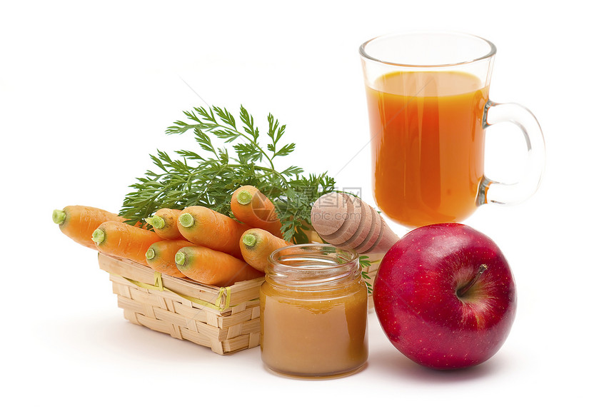 一杯新鲜的胡萝卜汁 苹果和蜂蜜果汁沙拉养分结节农业营养玻璃杂货店蔬菜豆类图片
