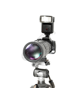 相机乐器镜片剪贴工作室电子产品黑色技术白色三脚架摄影背景图片