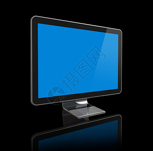 3D电视屏幕平面反射黑色宽屏电影电脑显示器视频技术监视器显示屏背景图片
