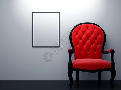 公寓房间渲染红色面包插图地面扶手椅框架背景图片