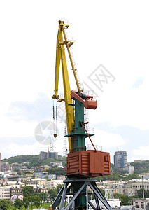 起重机码头货物设备城市港口运输起重电梯停泊高清图片素材