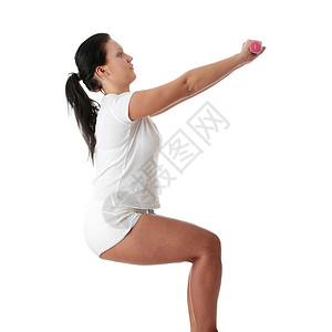 运动体操哑铃健身锻练女孩运动有氧运动内饰闲暇肌肉体操训练女性快乐背景