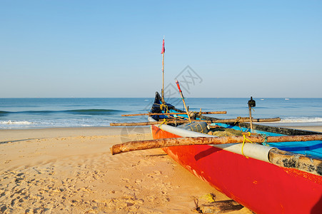 红船海景海岸海滩钓鱼蓝色孤独异国支撑港口沿海背景图片