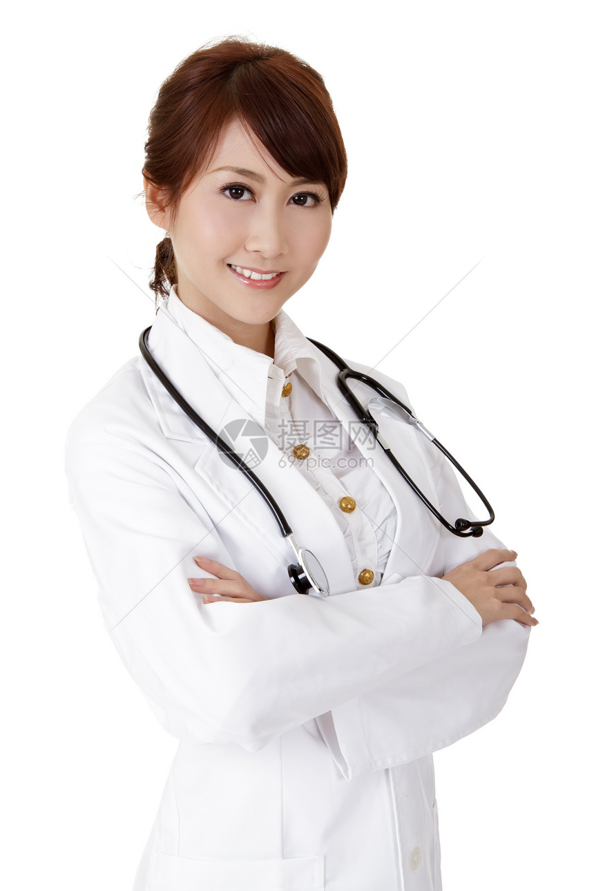 亚洲友好的亚洲医生微笑空地女士工作室诊所医院从业者套装外科职业图片