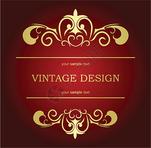 虚拟模板装饰框架风格卡片金子包装插图季节红色金属背景图片