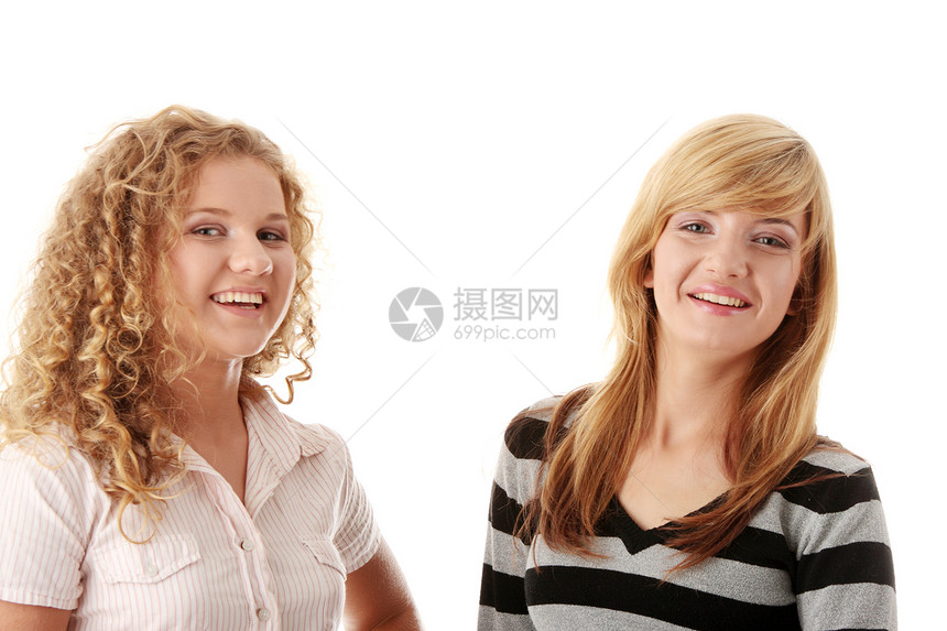 两个美丽的金发金发少女女友女性喜悦女孩们女士学校孩子女孩亲戚们微笑幸福图片