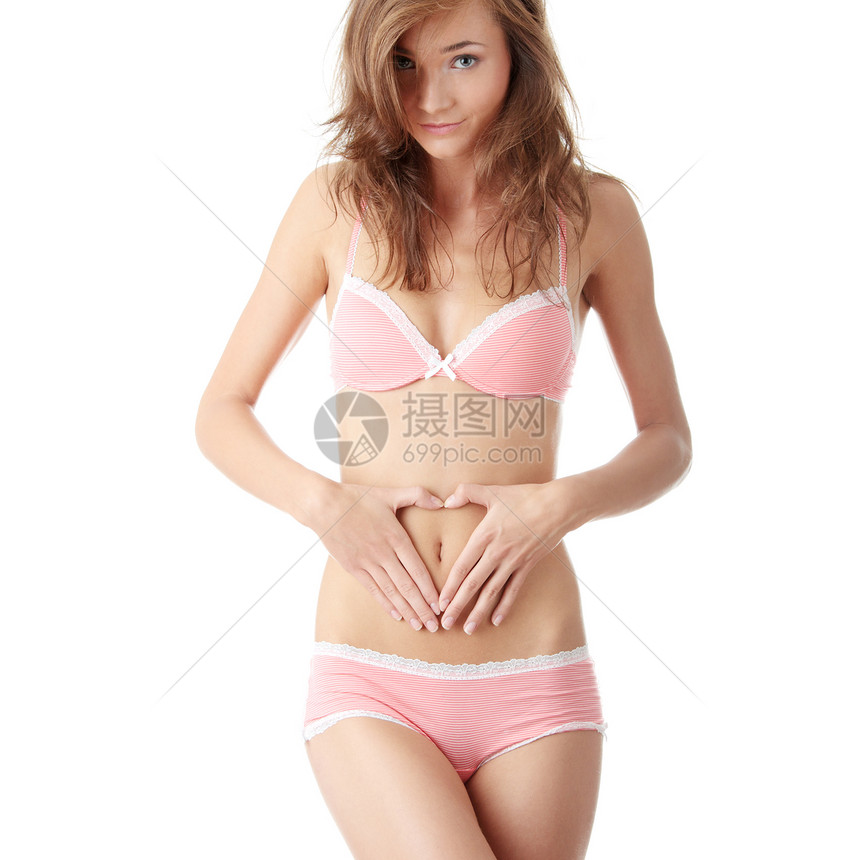 手放在肚子上消化女性体操测量腰围肥胖身体减肥腰部重量图片