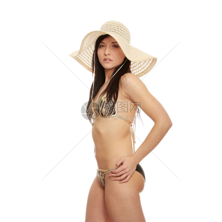夏季妇女太阳身体女士海滩女孩福利旅行帽子魅力泳装图片