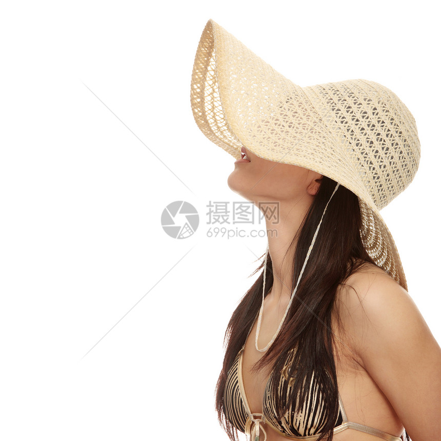 夏季妇女旅行身体头发泳装女性假期青少年魅力青年皮肤图片