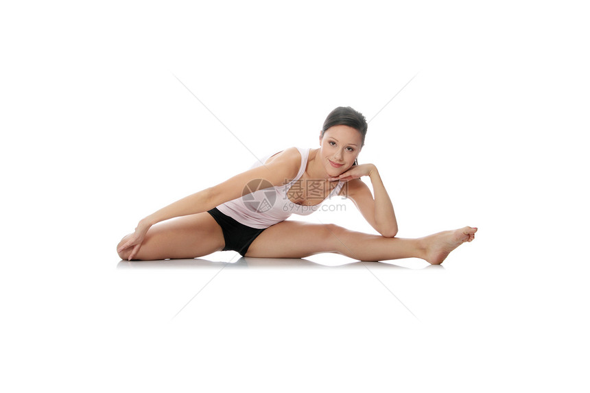 参加运动的年轻妇女活力青年女士娱乐数字身体平衡女性健身房姿势图片