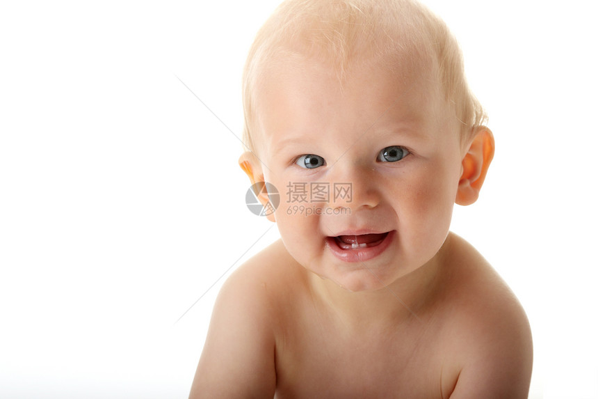 可爱宝宝的明亮近身肖像蓝色新生喜悦生活男性眼睛皮肤育儿男生手指图片