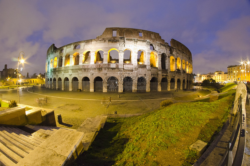 罗马夜幕巨集天空体育场景观历史地标古董橙子历史性蓝色体育馆图片