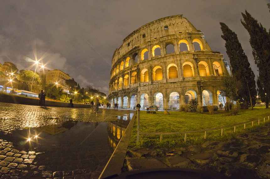 罗马夜幕巨集旅行历史纪念碑废墟橙子建筑照明古董角斗士遗产图片