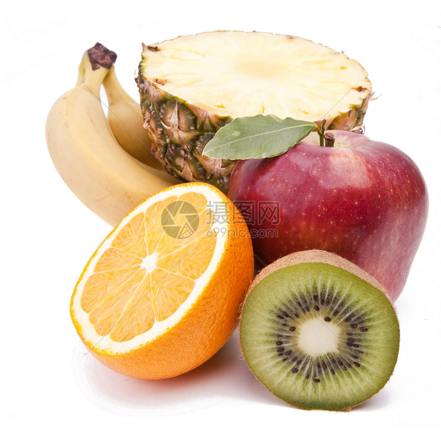白色水果甜点热带食物蔬菜奇异果红色绿色黄色橙子菠萝图片
