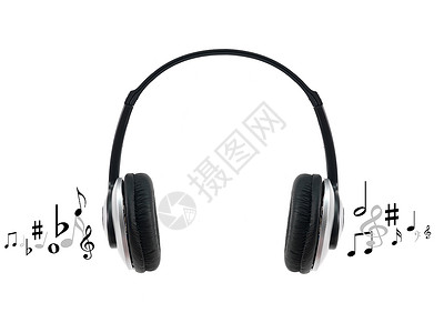 耳听器笔记海浪阴影音乐插图噪音白色灰色耳机声波背景图片