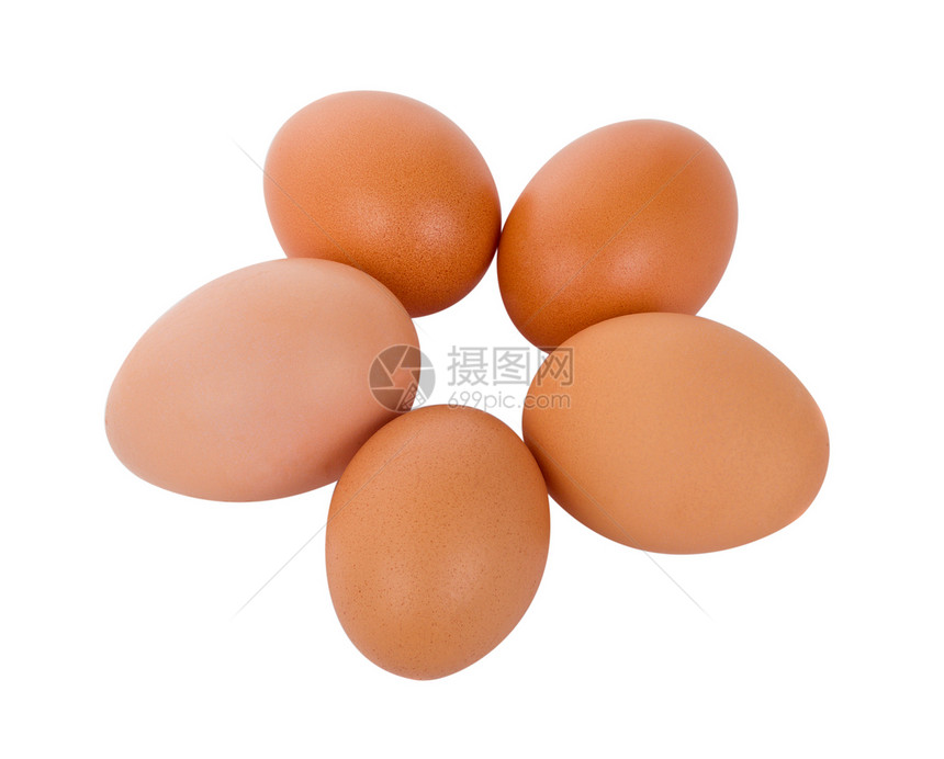 5个棕蛋产品圆形棕色蛋壳美食团体食物图片
