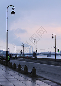 梨上绿灯城市码头背景图片