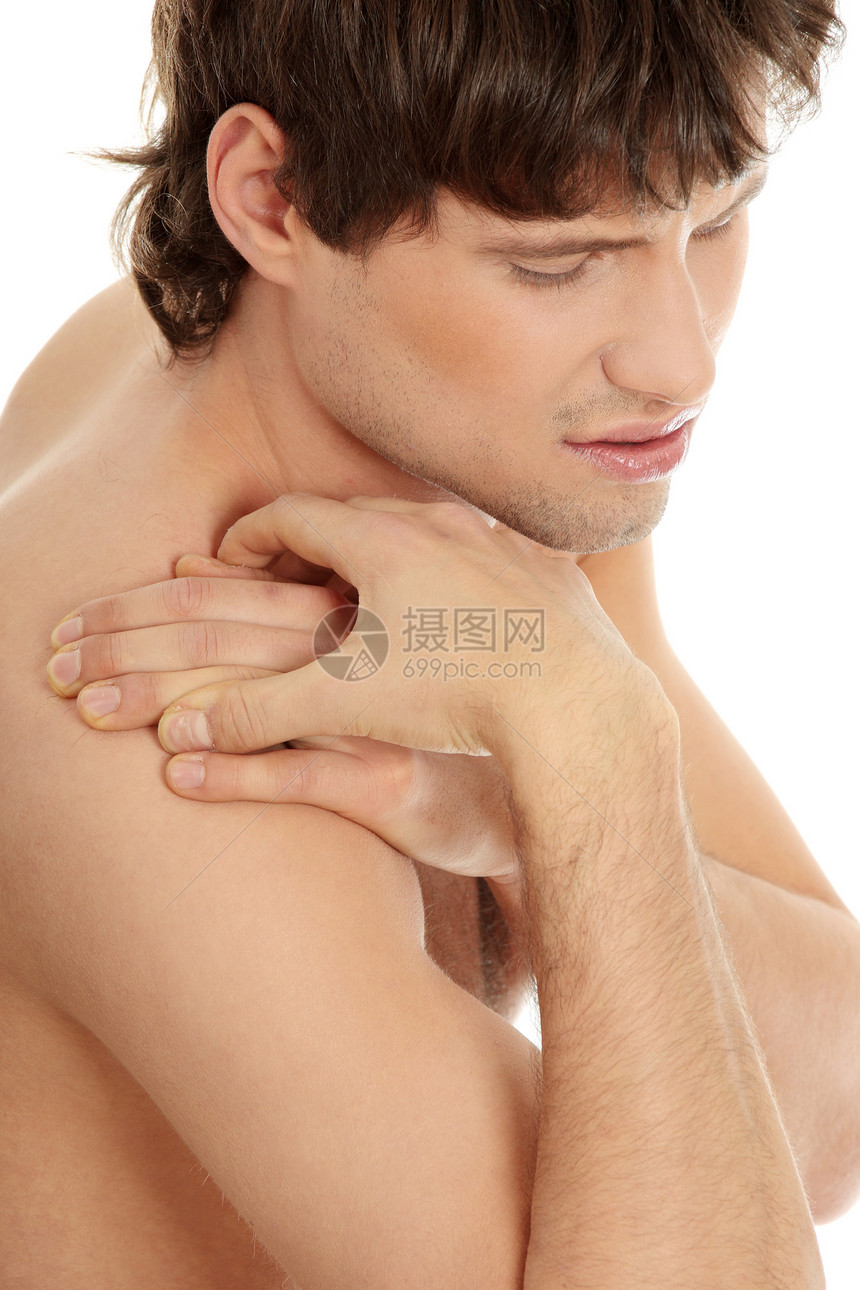 背部疼痛概念背痛皮肤按摩身体肩膀痛苦症状伤害男人脖子图片