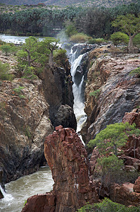 埃普帕瀑布力量绿色漂流岩石风景环境荒野库涅地标高清图片