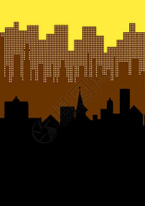 城市天际建筑物财产图层插图黄色建筑学背景图片