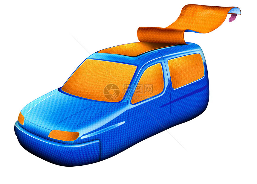 露天车顶车隔离白色运输蓝色橙子渲染技术插图机器车辆火箭图片