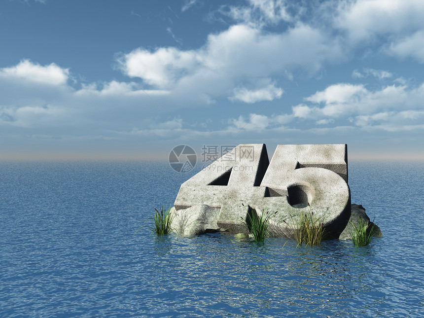 四十五个数数插图庆典纪念碑数字纪念日岩石海洋蓝色芦苇图片