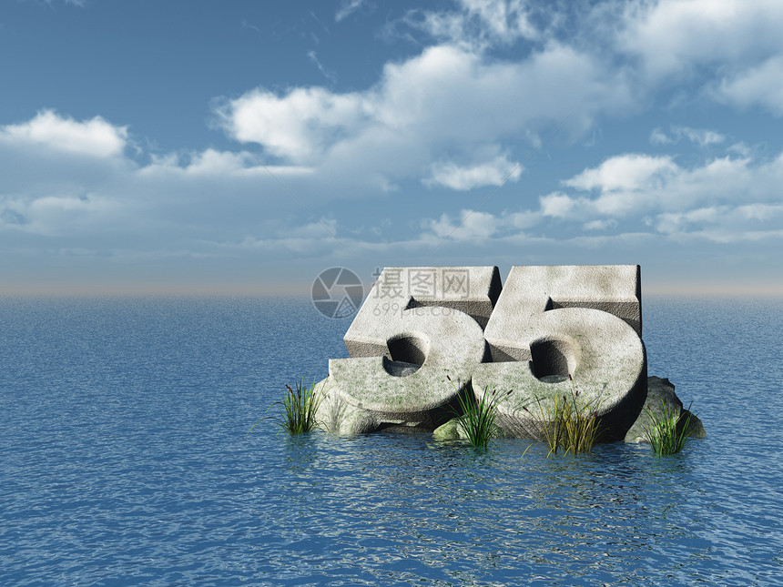 五十五庆典生日地平线多云数学蓝色海洋数字周年纪念日图片