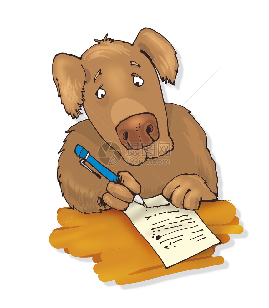 狗狗在写一封信图片