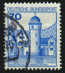 德国风格建筑邮票邮政邮件古董邮局邮戳卡片街道风格集邮城堡背景
