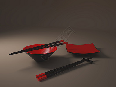 日本日军商品筷子插图陶瓷食物盘子渲染背景