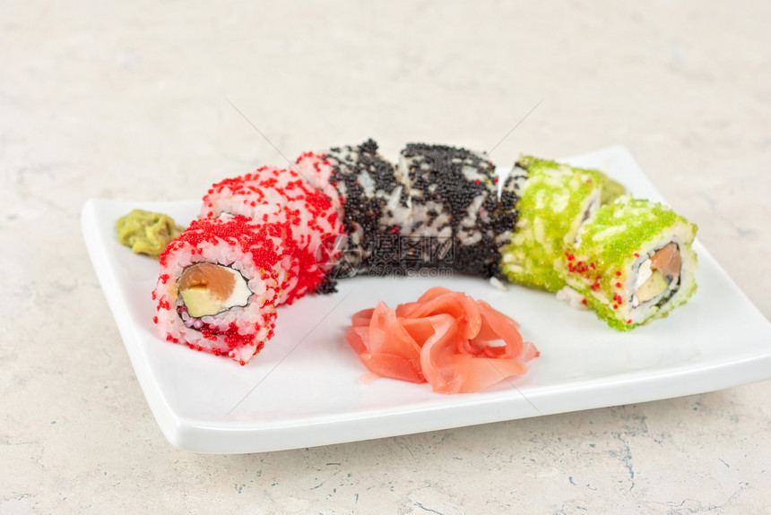 寿司卷海鲜美食叶子食物沙拉文化饮食午餐寿司面条图片