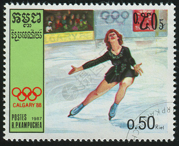 奥林匹克竞赛邮票运动员集邮信封舞蹈锦标赛溜冰者竞赛女孩运动溜冰场背景